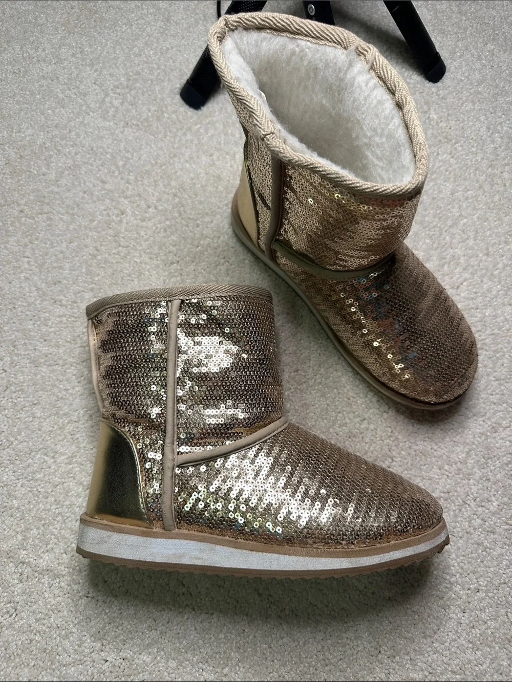 Girls  Sequin Winter Boots - Gold